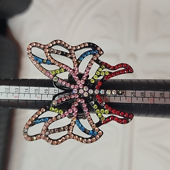 Multi - Colored gem Butterfly Ring - Size 6+ (Stretch) - Picture 2 of 6